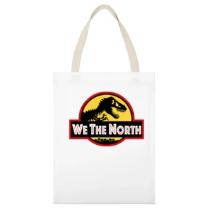 We The North Jurassic Park Funny Basketball Parody Toronto Finals Grap White Canvas Tote Shopping Bag