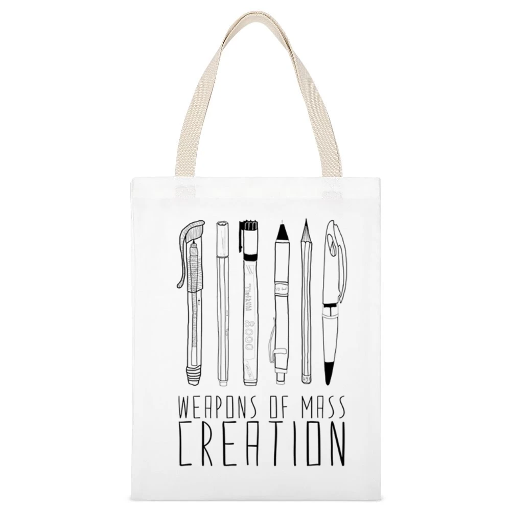 Weapons Of Mass Creative Funny Cool Graphic Designer Art Student T Shi White Canvas Tote Shopping Bag