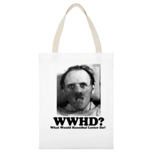 What Would Hannibal Lecter Do White Canvas Tote Shopping Bag
