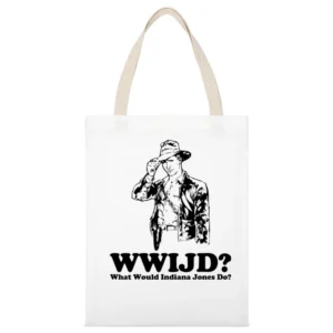 What Would Indiana Jones Do White Canvas Tote Shopping Bag