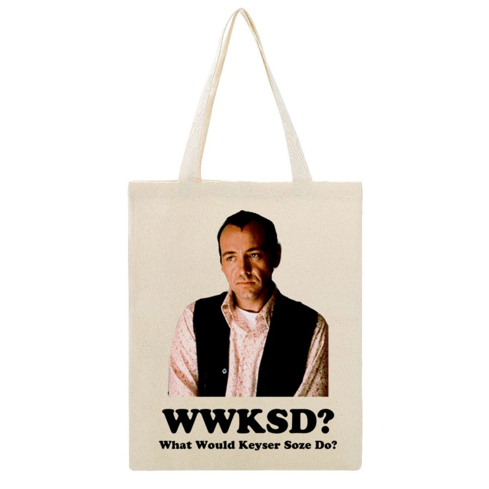 What Would Keyser Soze Do Unusual Suspects Movie Beige Canvas Tote Shopping Bag