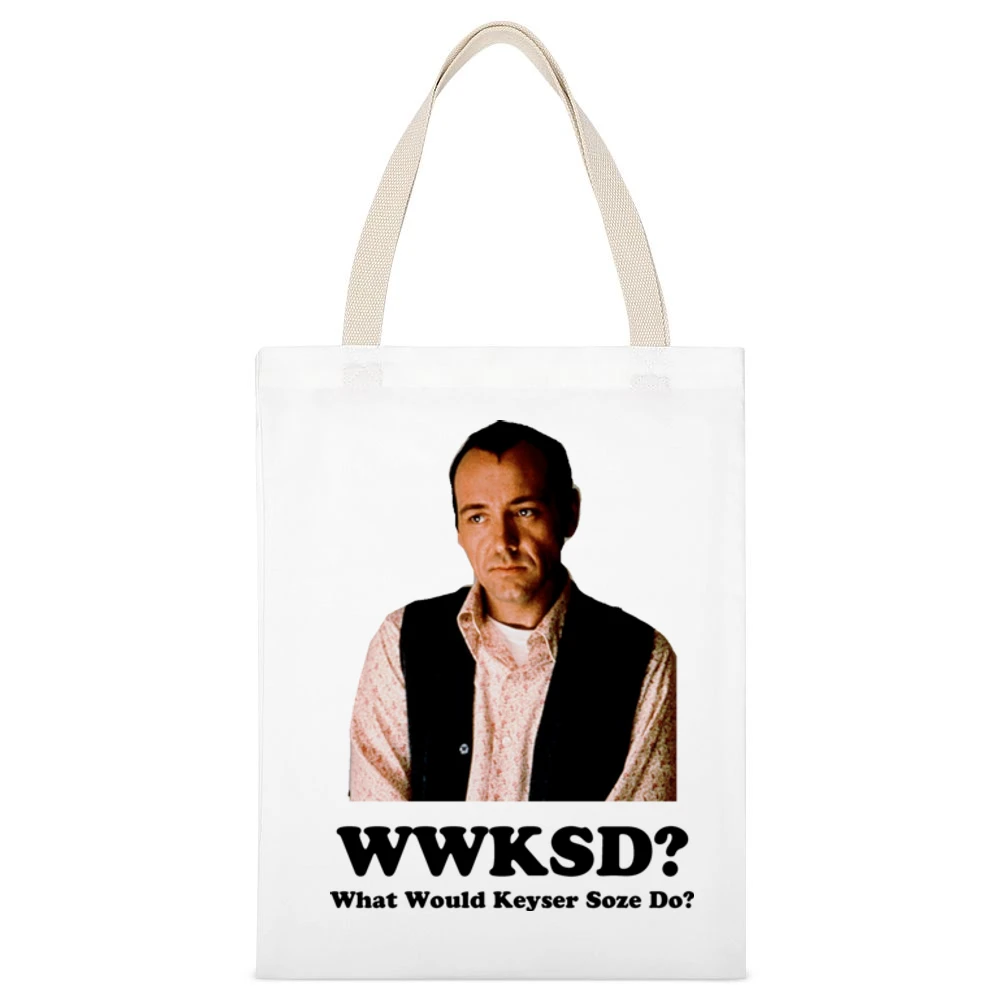 What Would Keyser Soze Do Unusual Suspects Movie White Canvas Tote Shopping Bag