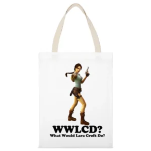 What Would Lara Croft Do White Canvas Tote Shopping Bag