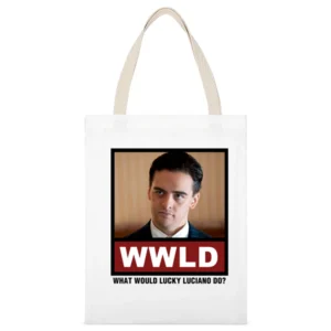 What Would Lucky Luciano Do WWLD Boardwalk Empire White Canvas Tote Shopping Bag