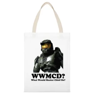 What Would MAster Chief Do White Canvas Tote Shopping Bag