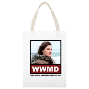 What Would Margaret Thompson Do WWMD Boardwalk Empire White Canvas Tote Shopping Bag
