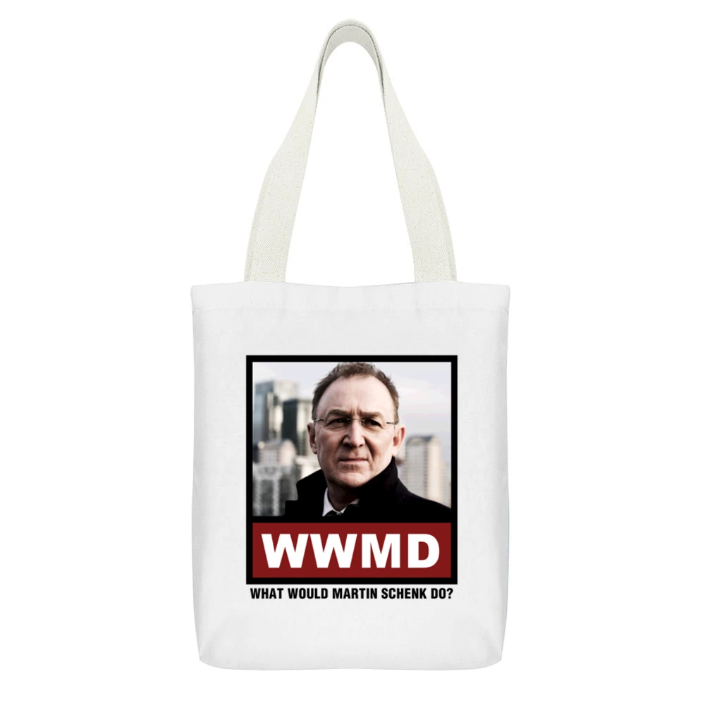 What Would Martin Schenk Do WWMD Luther White Canvas Tote Shopping Bag With Interior Pocket
