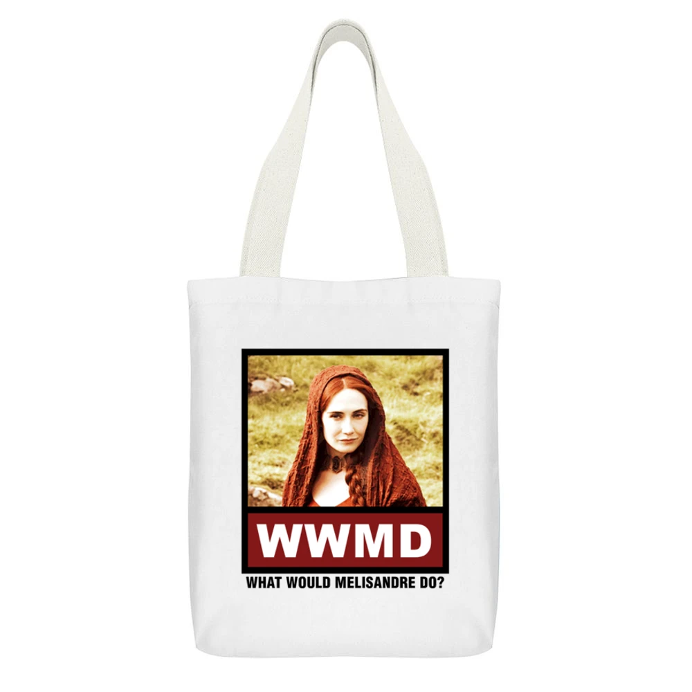 What Would Melisandre Do WWMD Game of Thrones White Canvas Tote Shopping Bag With Interior Pocket