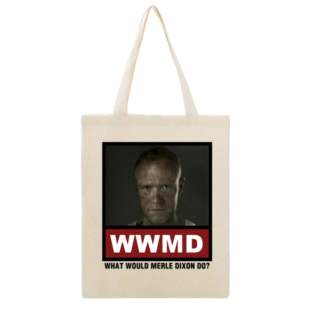 What Would Merle Dixon Do WWMD The Walking Dead Beige Canvas Tote Shopping Bag