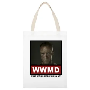 What Would Merle Dixon Do WWMD The Walking Dead White Canvas Tote Shopping Bag