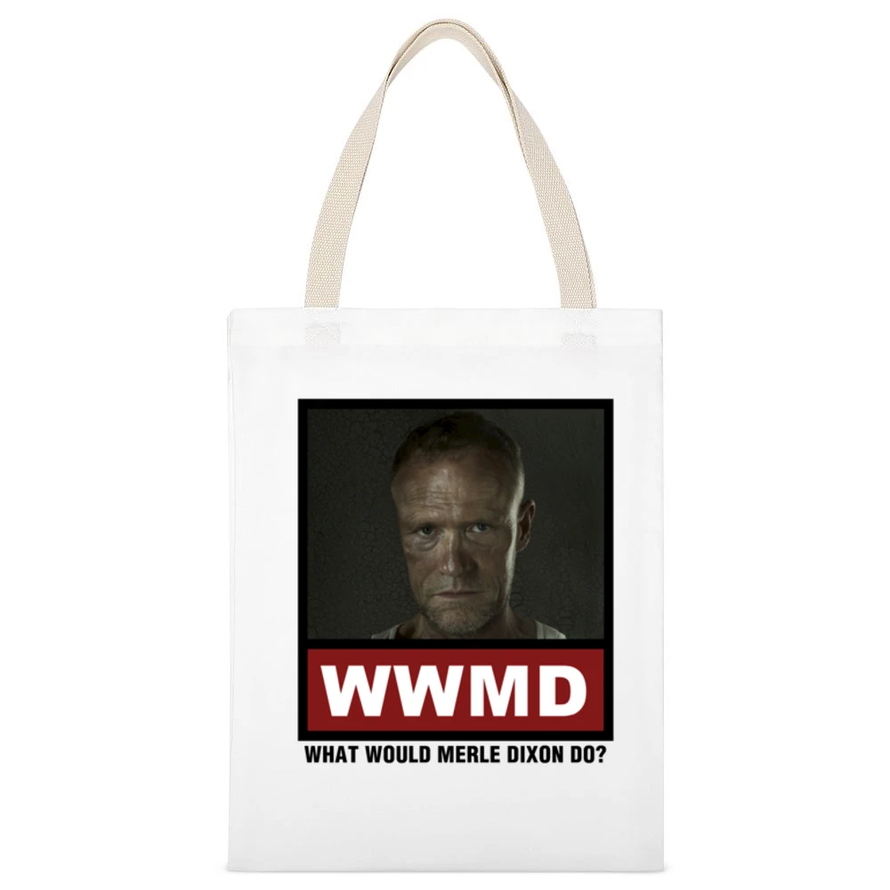 What Would Merle Dixon Do WWMD The Walking Dead White Canvas Tote Shopping Bag