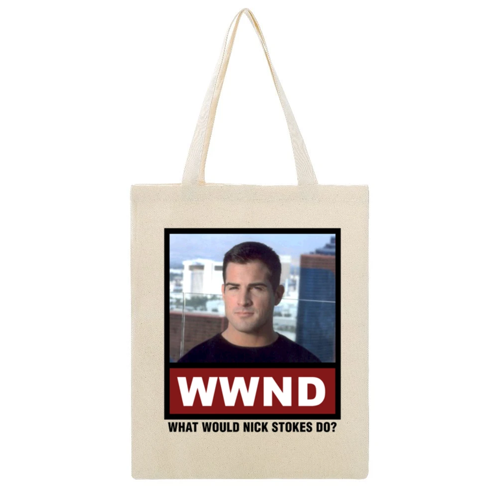 What Would Nick Stokes Do WWND CSI Beige Canvas Tote Shopping Bag