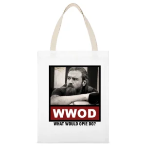 What Would Opie Do WWOD Sons of Anarchy White Canvas Tote Shopping Bag