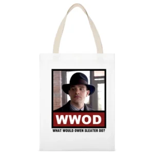 What Would Owen Sleater Do WWOD Boardwalk Empire White Canvas Tote Shopping Bag