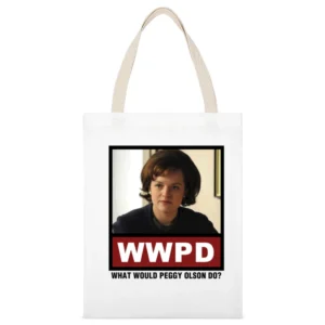 What Would Peggy Olson Do WWPD Mad Men White Canvas Tote Shopping Bag