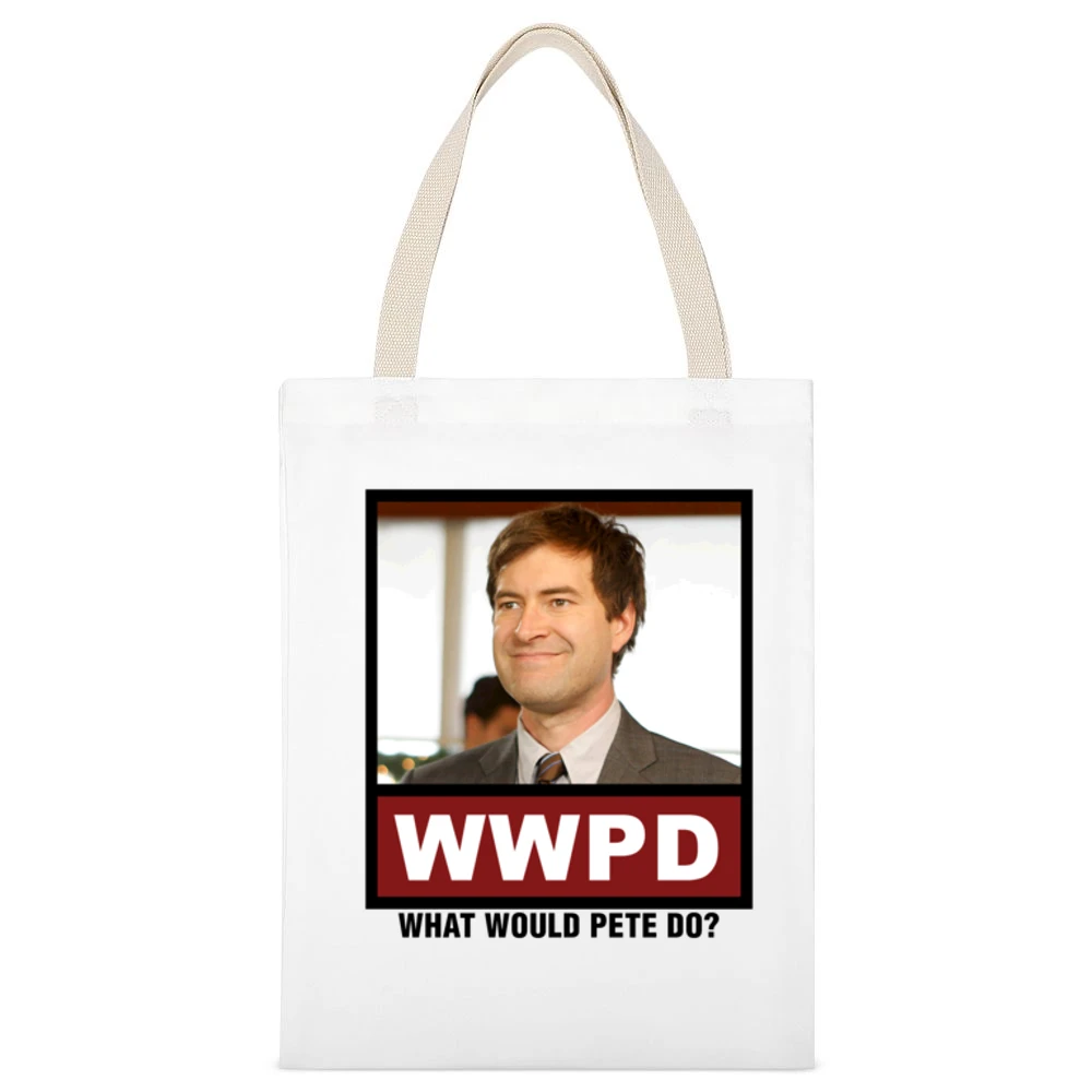 What Would Pete Do WWPD The League White Canvas Tote Shopping Bag