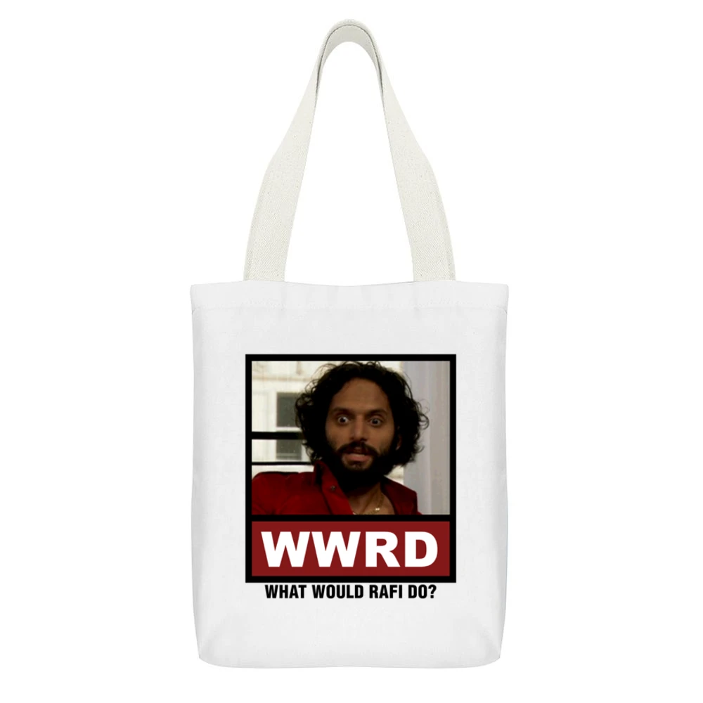 What Would Rafi Do Wwrd White Canvas Tote Shopping Bag With Interior Pocket