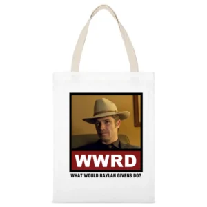 What Would Raylan Givens Do WWRD Justified White Canvas Tote Shopping Bag