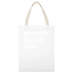 Whiskey Glock Dog Sans Serif White White Canvas Tote Shopping Bag
