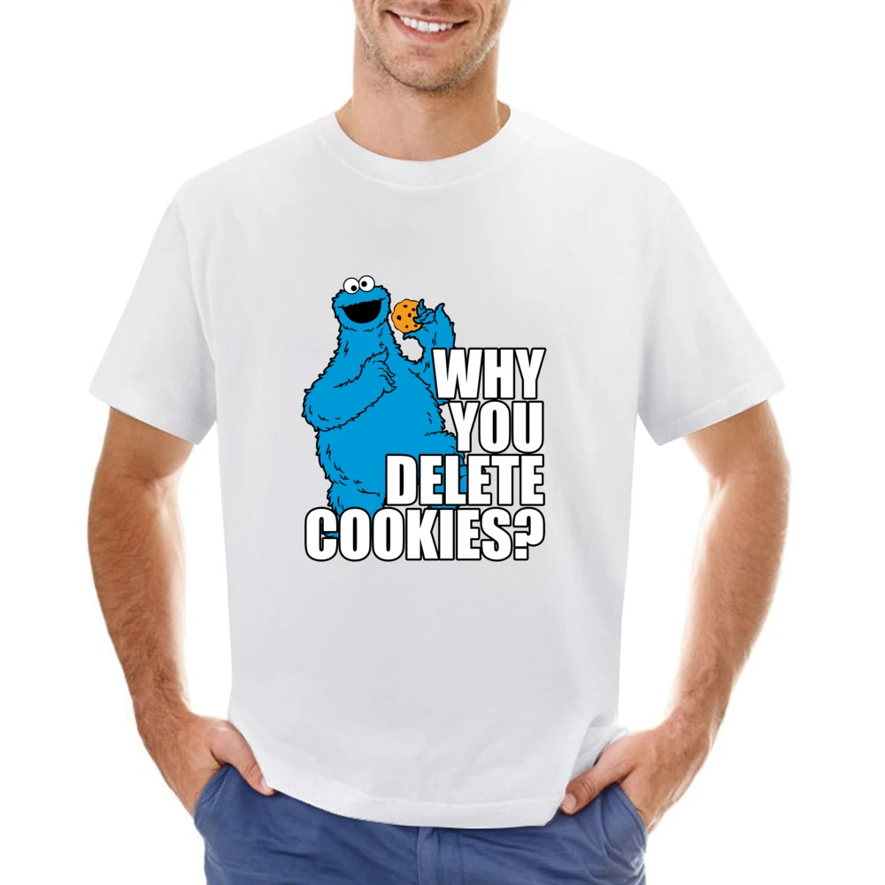 Why You Delete Cookies Funny Cookie Monster Geek Computer Graphic Nerd Asian Size Men T-Shirt