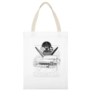 Winchester Car White Canvas Tote Shopping Bag