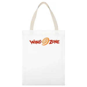 Wing Zone Fast Food Restaurant Distressed Look White Canvas Tote Shopping Bag