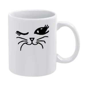 Winking Cat Fun Popular Cat Lover Graphic Feline Tee Shirt White Mug