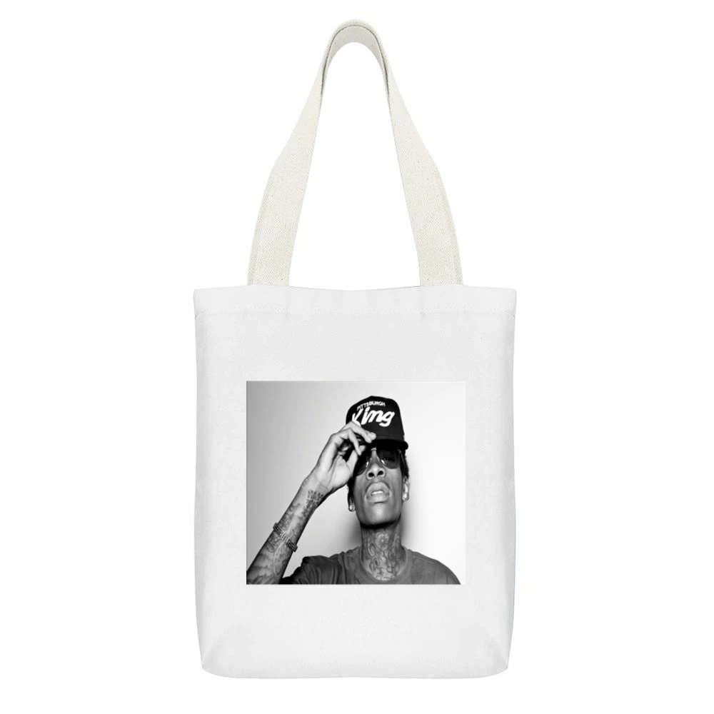 Wiz Khafia Tshirt 2 (all styles and colors available) White Canvas Tote Shopping Bag With Interior Pocket