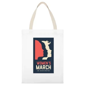 Womans March on Washington black Tshirt White Canvas Tote Shopping Bag