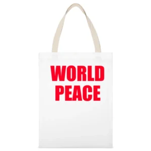 World Peace Popular Miley Cyrus Celebrity Graphic TShirt White Canvas Tote Shopping Bag