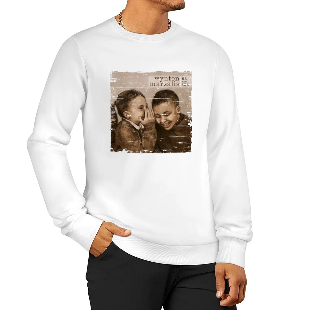 Wynton Marsalis Wynton Marsalis Album Cover Distressed Image Men Pullover Sweatshirt