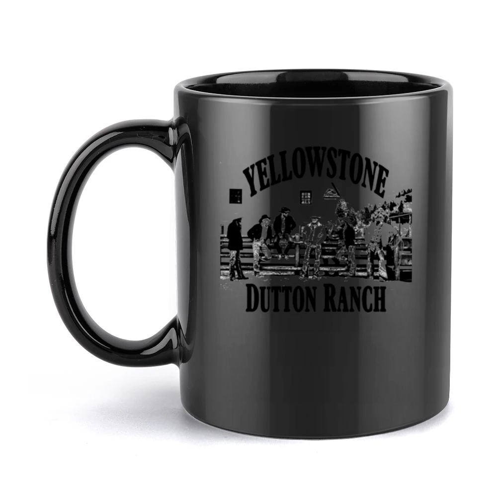 Yellowstone Dutton Ranch Cowboys Vintage Style Black Mug