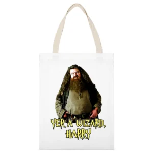 Yer A Wizard Harry Robbie Coltrane Hagrid Quote White White Canvas Tote Shopping Bag