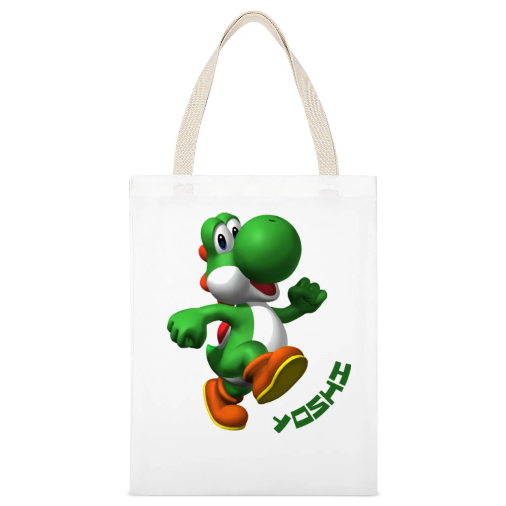 Yoshi Video Game White Canvas Tote Shopping Bag