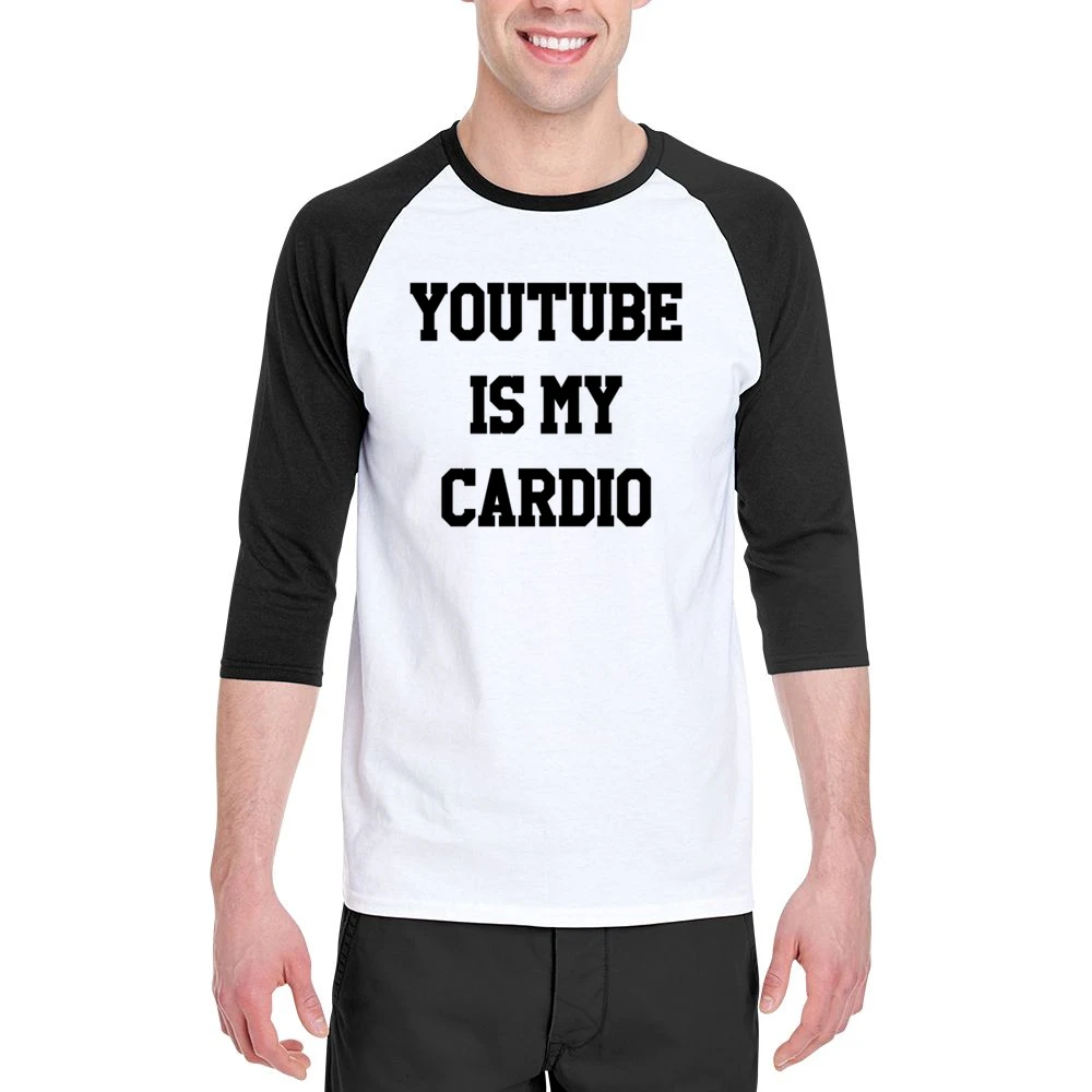 Youtube Is My Cardio Funny Binge Watch Video Graphic Men 3/4 Sleeve T-Shirt