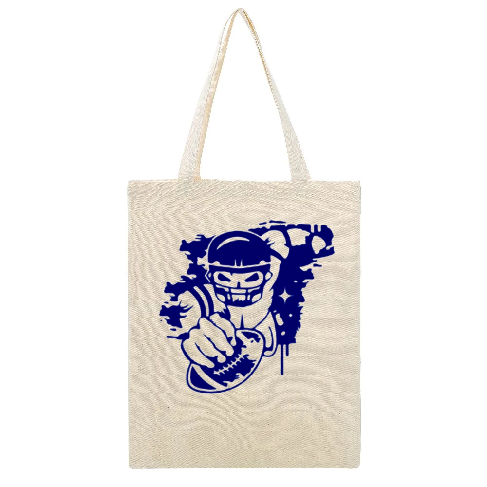 a football player with a football helmet and ball in the graffiti styl Beige Canvas Tote Shopping Bag