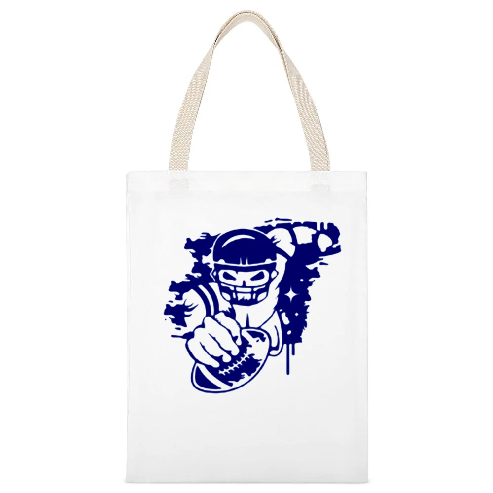a football player with a football helmet and ball in the graffiti styl White Canvas Tote Shopping Bag