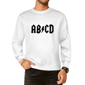 ab cd parody ac-dc black text European Size Pullover Sweater