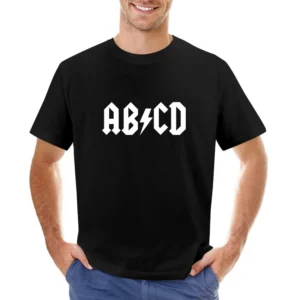 ab cd parody ac-dc white text Asian Size Men T-Shirt