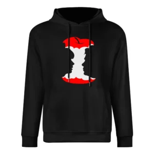 apple bite men and women face - she and him European Size Men Hoodie