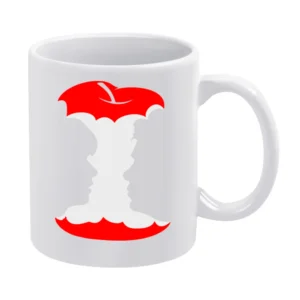 apple bite men and women face - she and him White Mug