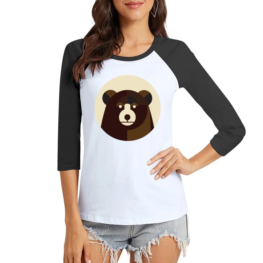 bear Women Ladies 3-4 Sleeve T-Shirt