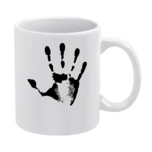 black Hand Print skin finger pattern White Mug