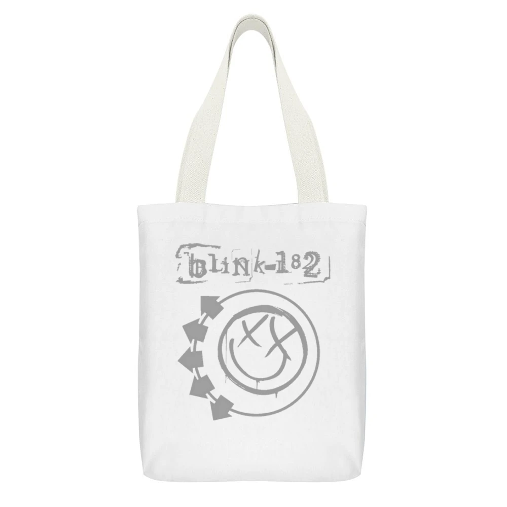 blink - 182 White Canvas Tote Shopping Bag With Interior Pocket