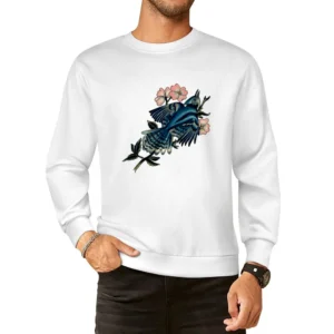 blooming bird flowers European Size Pullover Sweater