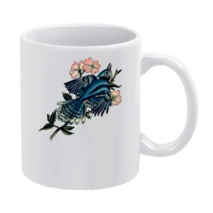blooming bird flowers White Mug