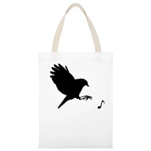 catching melody bird White Canvas Tote Shopping Bag