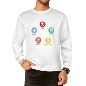 five basic element ninja shinobi world Fire-Wind-Lightning-Earth-water European Size Pullover Sweater