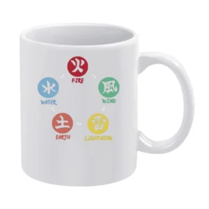 five basic element ninja shinobi world Fire-Wind-Lightning-Earth-water White Mug