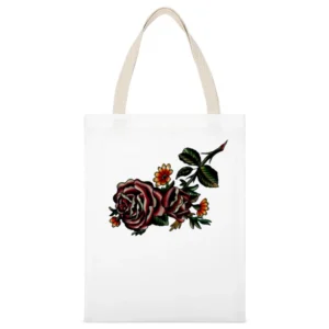 flower red rose blooming White Canvas Tote Shopping Bag